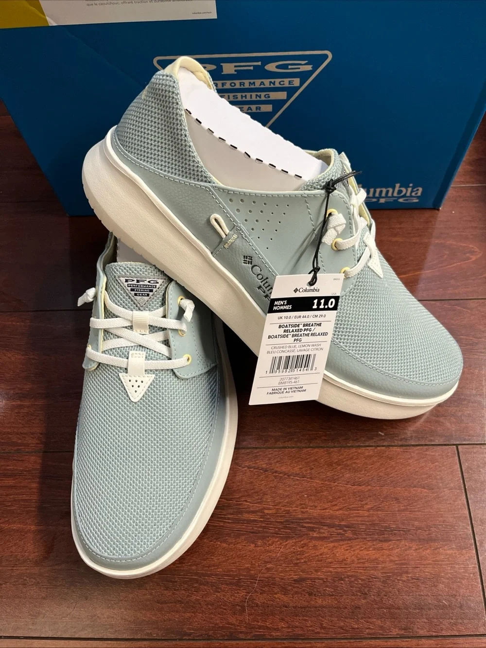 Mens 11 Columbia Boatside Breathe Relaxed PFG  Shoe Slip On Blue Mesh Fishing